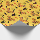 Papier Cadeau Halloween citrouilles d'automne, thème jack o' lan (Coin)