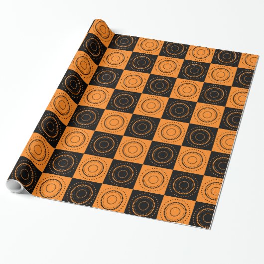 Papier Cadeau Halloween Concentré Orange et Pois noirs (Déroulé)
