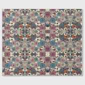 Papier Cadeau Halloween crânes et fleurs (Plat)