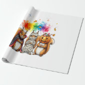 Papier Cadeau Halloween Cute Squirrels Costume (Déroulé)