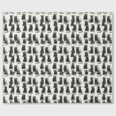 Papier Cadeau Halloween de chat noir (Plat)