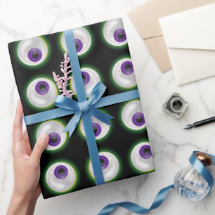 Papier Cadeau Halloween de monstre d'eyeball violet Blooshot