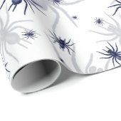 Papier Cadeau Halloween Déplaisant Spider noir blanc (Coin rond)