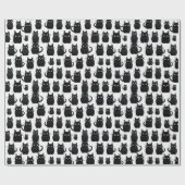 Papier Cadeau Halloween des chats noirs (Plat)