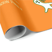 Papier Cadeau Halloween Éffrayant Cat Ghost Sorcière amusant Tex (Coin rond)