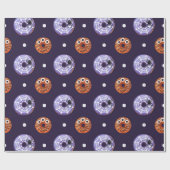 Papier Cadeau Halloween Éffrayant doux araignée et monstre beign (Plat)