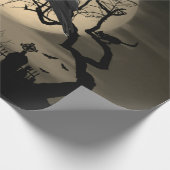 Papier Cadeau Halloween Éffrayant foncé avec corbeau (Coin)