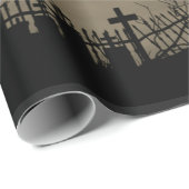 Papier Cadeau Halloween Éffrayant foncé avec corbeau (Coin rond)