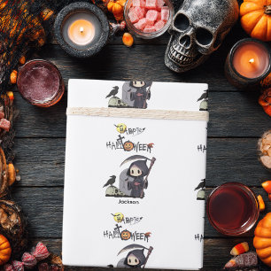 Papier Cadeau Halloween éffrayant Grim Reaper Graveycrow Custom