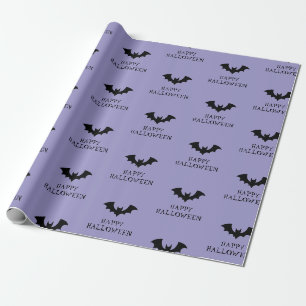 Papier Cadeau Halloween Éffrayant noir et violet chauves-souris