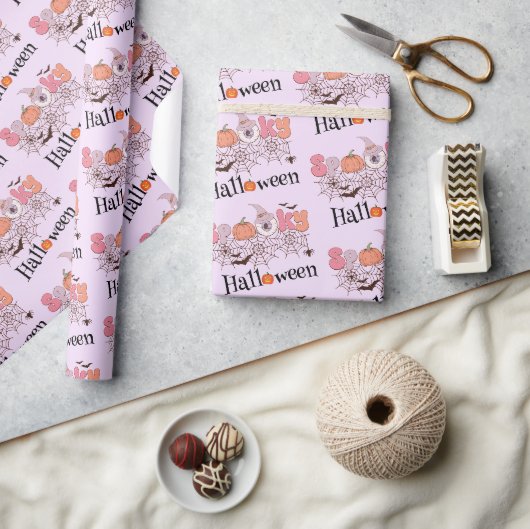 Papier Cadeau Halloween Éffrayant rose pâle (Artisanat)