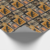 Papier Cadeau Halloween Éffrayant temps Postal Timbres Fantômes  (Coin)