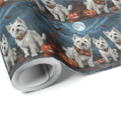 Papier Cadeau Halloween Éffrayant West Highland (Coin rond)