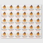 Papier Cadeau Halloween Enfants Nom de l'anniversaire de l'enfan (Plat)