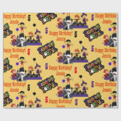 Papier Cadeau Halloween Enfants Nom de l'anniversaire de l'enfan (Plat)