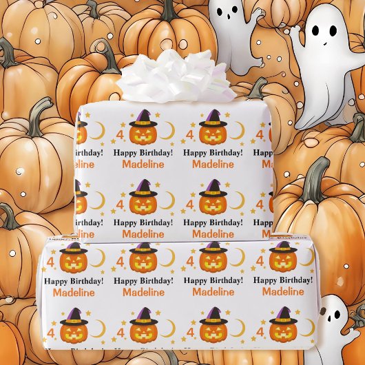 Papier Cadeau Halloween Enfants Nom de l'anniversaire de l'enfan