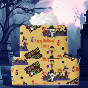 Papier Cadeau Halloween Enfants Nom de l'anniversaire de l'enfan