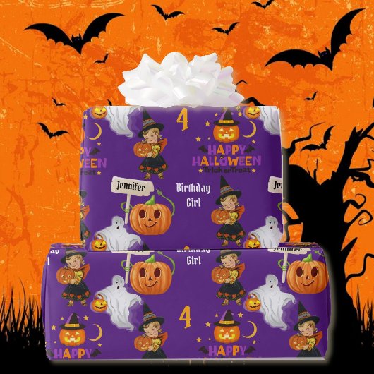 Papier Cadeau Halloween Enfants Nom de l'anniversaire de l'enfan