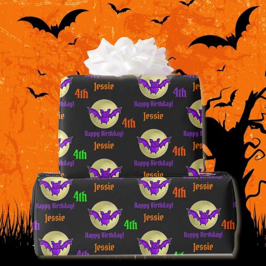 Papier Cadeau Halloween Enfants Nom de l'anniversaire de l'enfan