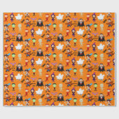 Papier Cadeau Halloween Enfants Nom de l'anniversaire de l'enfan (Plat)