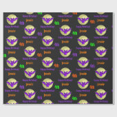 Papier Cadeau Halloween Enfants Nom de l'anniversaire de l'enfan (Plat)