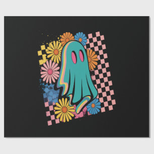 Papier Cadeau Halloween Fantôme Floral Néon Tendance