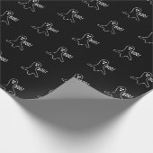 Papier Cadeau Halloween fantôme noir et blanc motif (Coin)