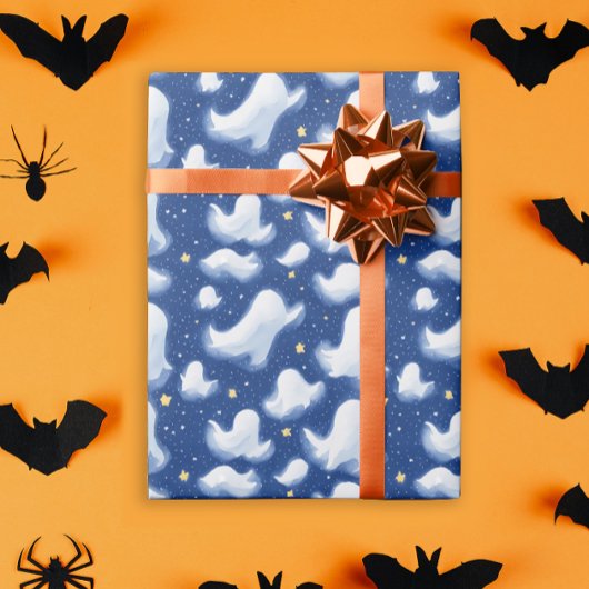 Papier Cadeau Halloween Fantôme Whimsical Etard Nuit