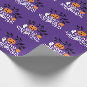 Papier Cadeau Halloween fantômes citrouille chauves-souris amusa