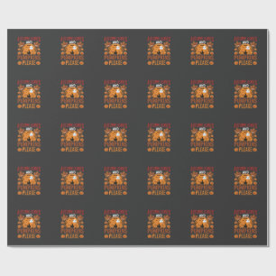 Papier Cadeau Halloween Feuilles d'Automne et Citrouilles Vecteu