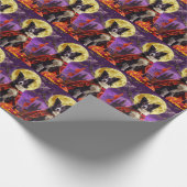 Papier Cadeau Halloween Frontière Collie Chien Citrouille La peu (Coin)