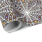 Papier Cadeau Halloween Ghouls & Goblins dans un Spiderweb (Coin rond)
