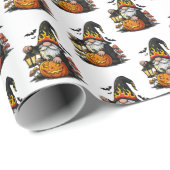 Papier Cadeau Halloween Gnome Wrapping Paper (Coin rond)