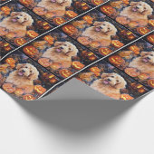 Papier Cadeau Halloween Goldendoodle avec la peur Citrouille (Coin)