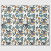 Papier Cadeau Halloween Gothique Crâne Tournesol (Plat)