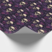 Papier Cadeau Halloween gothique floral violet (Coin)