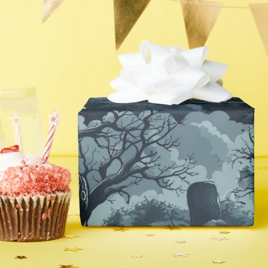 Papier Cadeau Halloween Graveyard Arbres Déplaisants Fantôme Lun (Fête d'anniversaire)