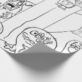 Papier Cadeau HALLOWEEN HAND DRAWN MONSTER Wrapper Paper (Coin)