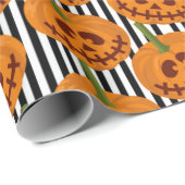 Papier Cadeau Halloween heureux Motif Citrouille (Coin rond)