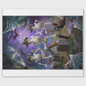 Papier Cadeau Halloween Hoedown, Skeletons De Danse En Ligne (Plat)