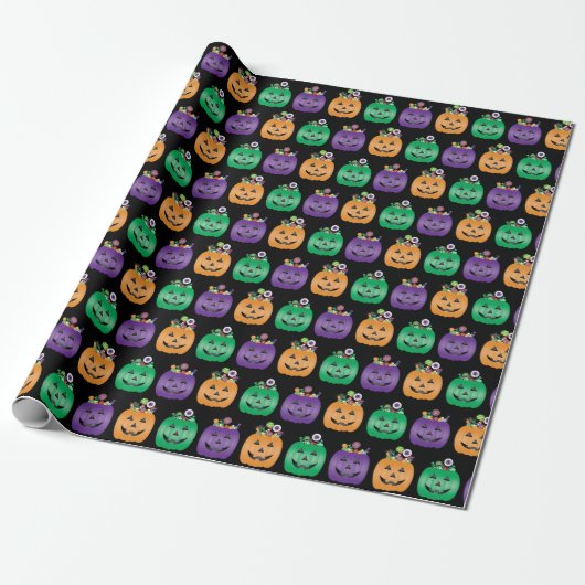 Papier Cadeau Halloween Jack-o'-lantern Candy Pail (Déroulé)