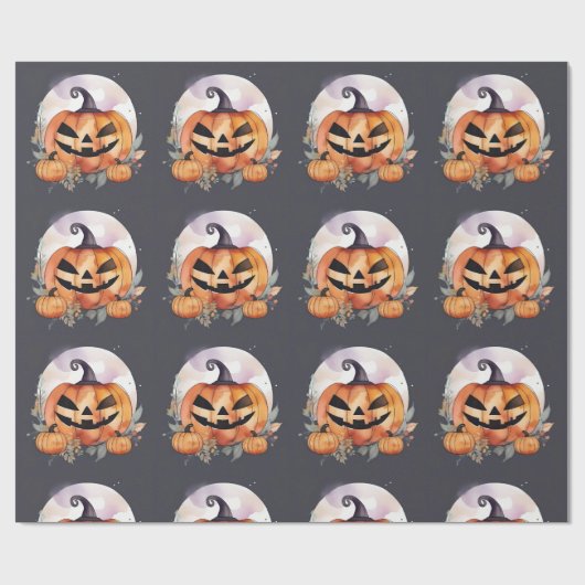 Papier Cadeau Halloween Jack-O-Lantern . Halloween, Fall (Plat)