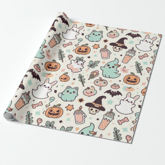 Papier Cadeau Halloween Kawii Pastel (Déroulé)
