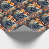 Papier Cadeau Halloween Keeshonté avec la peur Citrouille (Coin)