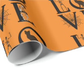 Papier Cadeau Halloween l'amour avec le crâne l'araignée sorcièr (Coin rond)