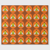 Papier Cadeau Halloween Magic Bee Witch Orange et Black Stripes (Plat)