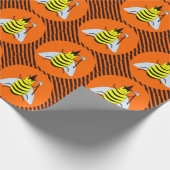 Papier Cadeau Halloween Magic Bee Witch Orange et Black Stripes (Coin)