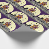 Papier Cadeau Halloween Maison hantée Chauve-chauve Pleine lune (Coin)