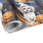 Papier Cadeau Halloween Malti Tzu Avec Peur Citrouille (Coin rond)