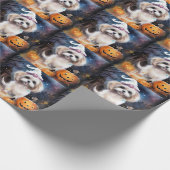 Papier Cadeau Halloween Malti Tzu Avec Peur Citrouille (Coin)